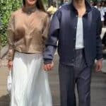 Pierre Niney et Natasha Andrews duo style a la finale de Roland Garros 2026
